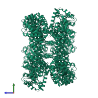 6-deoxy-6-sulfo-D-fructose transaldolase in PDB entry 8bc3, assembly 1, side view.