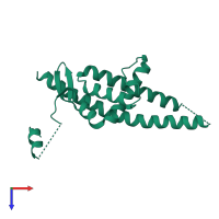 PDB entry 8bcl coloured by chain, top view.