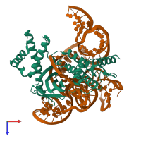 PDB entry 8bf8 coloured by chain, top view.