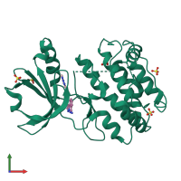 PDB entry 8bfm coloured by chain, front view.