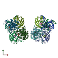 PDB entry 8bgo coloured by chain, front view.