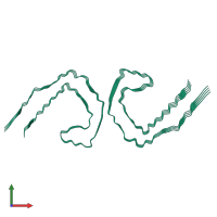 Homo heptameric assembly 1 of PDB entry 8bgs coloured by chemically distinct molecules, front view.