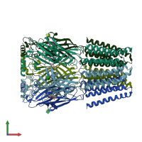 PDB entry 8bhk coloured by chain, front view.