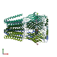 PDB entry 8bho coloured by chain, front view.