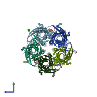 PDB entry 8bhq coloured by chain, side view.