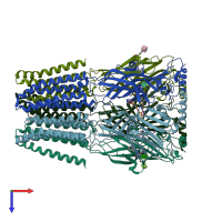 PDB entry 8bhq coloured by chain, top view.