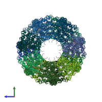 PDB entry 8bl7 coloured by chain, side view.