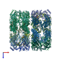PDB entry 8bl7 coloured by chain, top view.