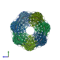 PDB entry 8blc coloured by chain, side view.