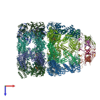 PDB entry 8bmo coloured by chain, top view.