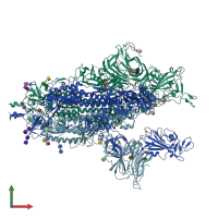 PDB entry 8bon coloured by chain, front view.