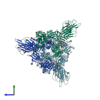 PDB entry 8bon coloured by chain, side view.