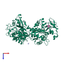 PDB entry 8brc coloured by chain, top view.