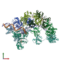 PDB entry 8btg coloured by chain, front view.