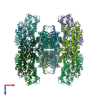 PDB entry 8btp coloured by chain, top view.