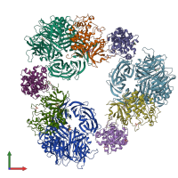 PDB entry 8bua coloured by chain, front view.