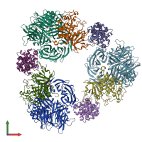 PDB entry 8bug coloured by chain, front view.