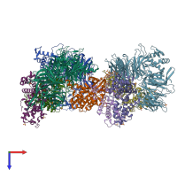 PDB entry 8buo coloured by chain, top view.