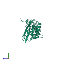 PDB entry 8bwi coloured by chain, side view.