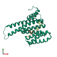 PDB entry 8bwx coloured by chain, front view.