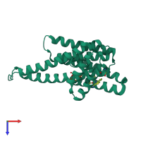 PDB entry 8bwx coloured by chain, top view.