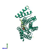 PDB entry 8bx3 coloured by chain, side view.