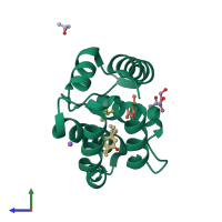 PDB entry 8bxw coloured by chain, side view.