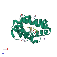 PDB entry 8bxw coloured by chain, top view.