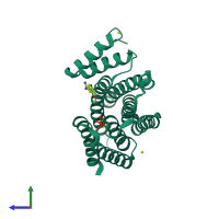 PDB entry 8bz0 coloured by chain, side view.