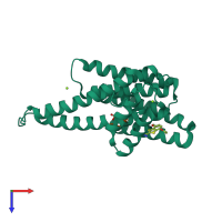 PDB entry 8bz0 coloured by chain, top view.