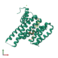 PDB entry 8c2g coloured by chain, front view.