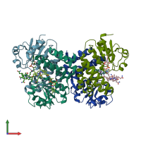 PDB entry 8c76 coloured by chain, front view.