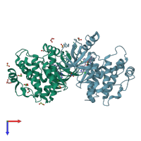 PDB entry 8c7y coloured by chain, top view.