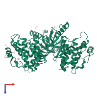 Serine/threonine-protein kinase B-raf in PDB entry 8c7y, assembly 1, top view.