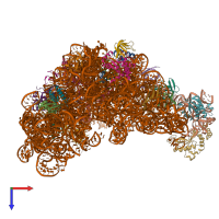 PDB entry 8c90 coloured by chain, top view.