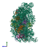 PDB entry 8c92 coloured by chain, side view.