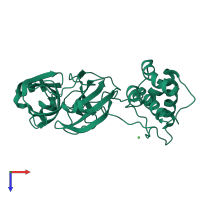 PDB entry 8ca8 coloured by chain, top view.