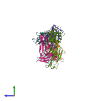 PDB entry 8cbe coloured by chain, side view.