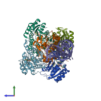 PDB entry 8cbo coloured by chain, side view.