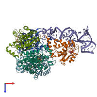 PDB entry 8cbo coloured by chain, top view.