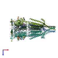 PDB entry 8cc7 coloured by chain, top view.