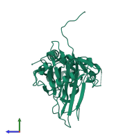 PDB entry 8cdf coloured by chain, side view.