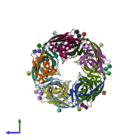 PDB entry 8ce4 coloured by chain, side view.