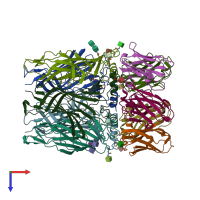 PDB entry 8ce4 coloured by chain, top view.