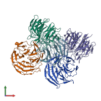 PDB entry 8cia coloured by chain, front view.