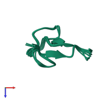 PDB entry 8cjt coloured by chain, ensemble of 10 models, top view.