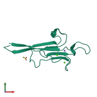 PDB entry 8ck2 coloured by chain, front view.