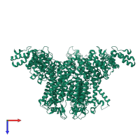 Homo 15-meric assembly 1 of PDB entry 8ckw coloured by chemically distinct molecules, top view.