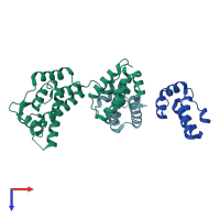 PDB entry 8ckw coloured by chain, top view.