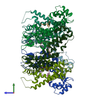 PDB entry 8cl0 coloured by chain, side view.